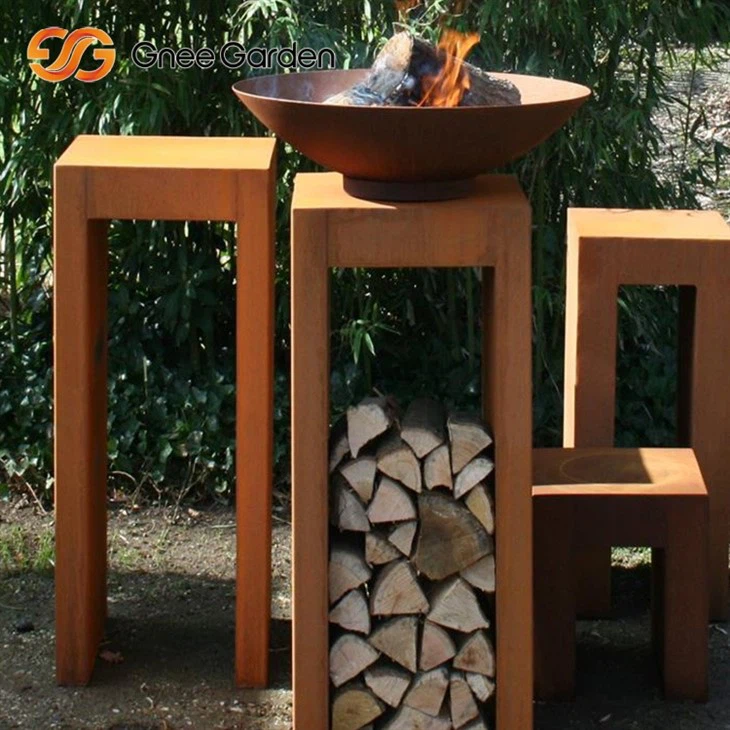 Corten Steel Propane Fire Pit Clean Burning