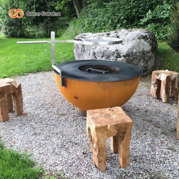 Corten Steel Fire Bowl BBQ