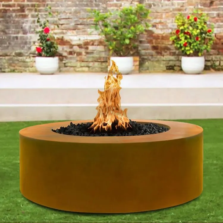 Mesa de fuego de acero corten