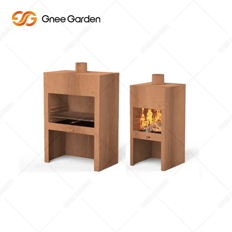 Corten Steel Garden Outdoor Wood Storage Fireplace