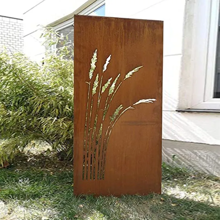 Mampara de jardín de acero corten rectangular personalizada