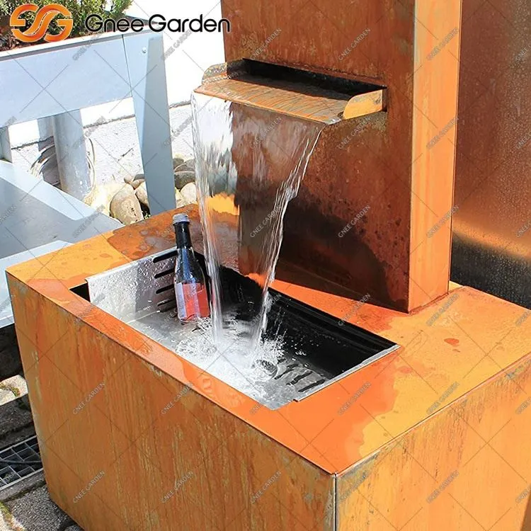 Característica de agua moderna de acero corten