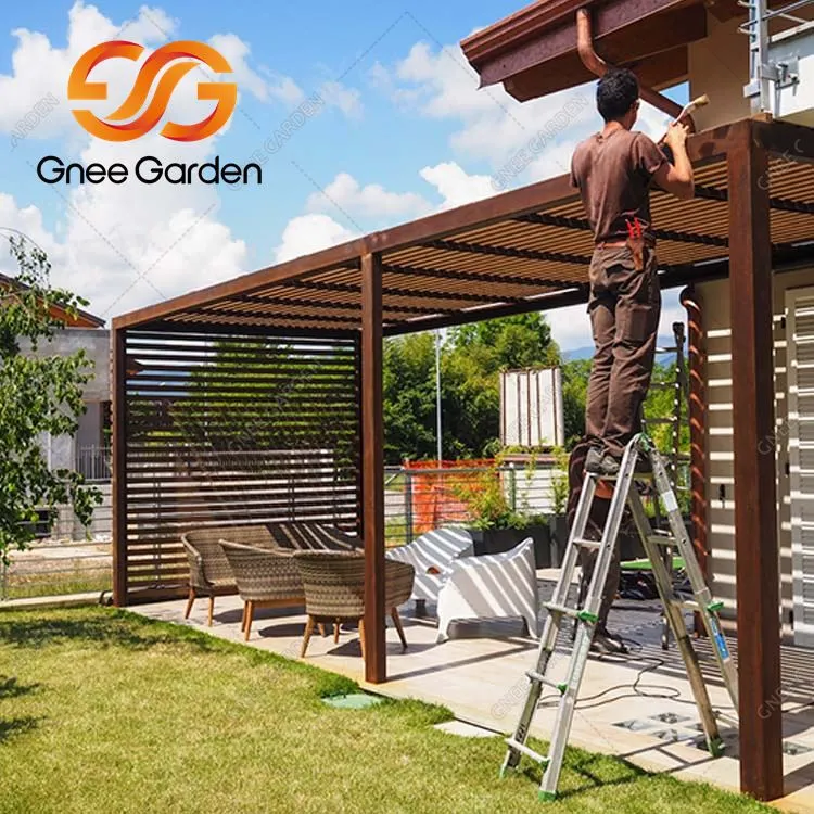 Gazebo de pérgolas impermeables para exteriores de acero corten