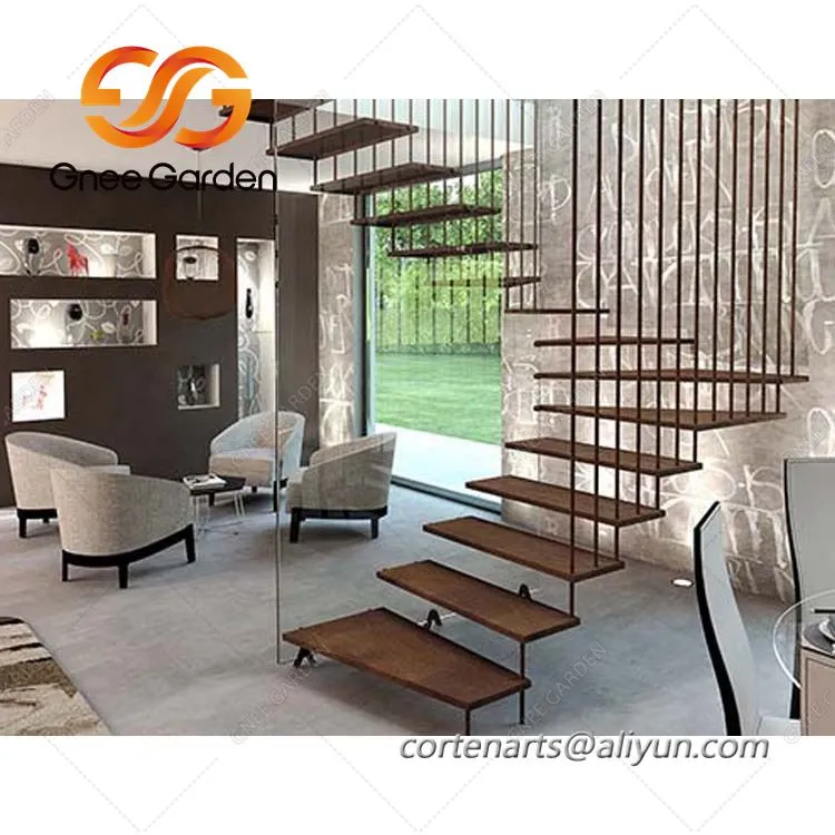 Escaleras de jardín de metal oxidado de acero corten