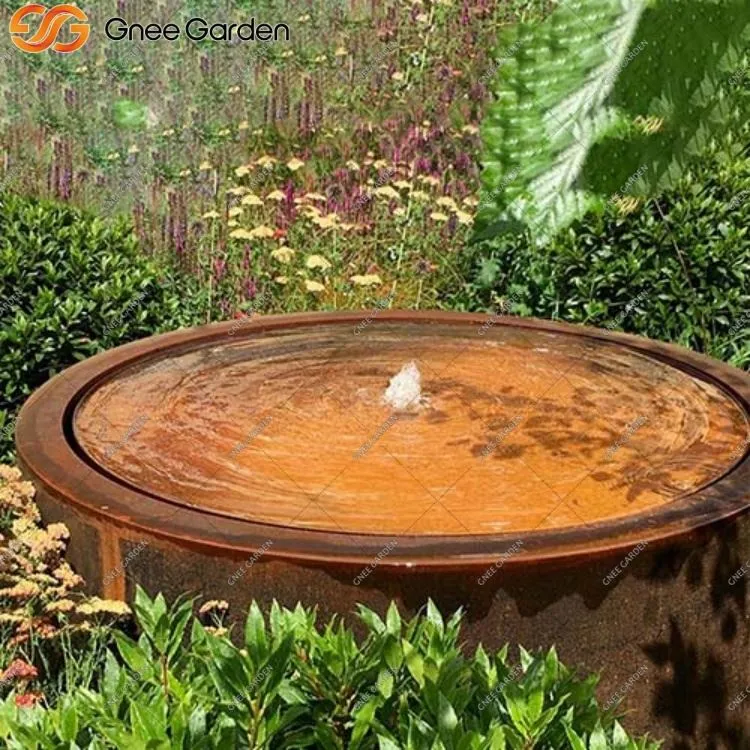 Fuente de agua de acero corten para paisajismo de jardines