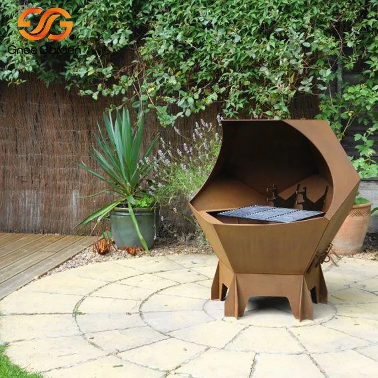 Diseño creativo de barbacoa de acero corten