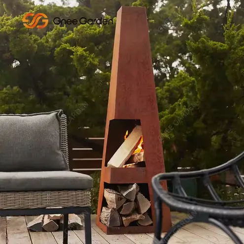 Chimenea de acero corten de gran tamaño de diseño