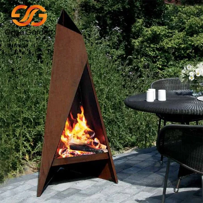 Chimenea independiente de acero corten para exteriores
