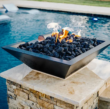 Pool Fire Bowl Waterfall Swimming Pool Fire Pit Waterfall