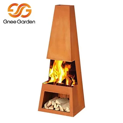 Chimenea exterior personalizada de acero corten