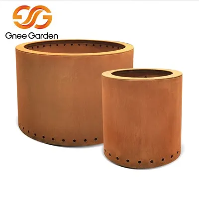 Pozo de fuego de acero corten estilo moderno